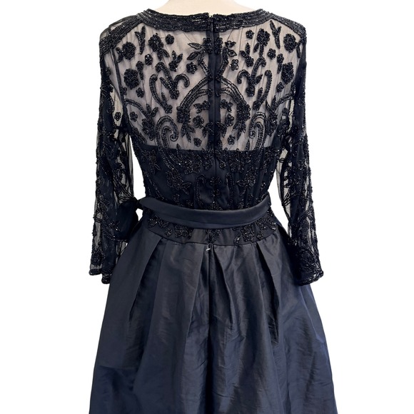 Pisarro Nights Beaded Black Gown Maxi Dress Womens 18 Taffeta Mother of Bride - Picture 5 of 14